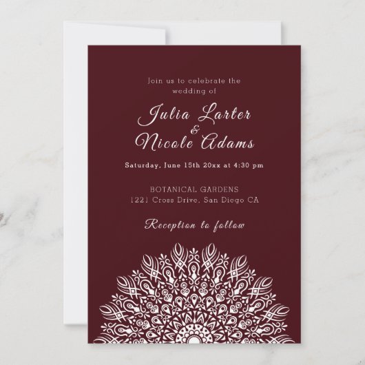 Invitation Soft Feather Dry Pampas Grass Mandala Wedding (Devant)