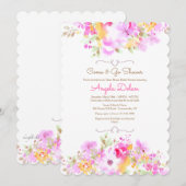 Invitation Soft Floral Come and Go Fête des mariées (Devant / Derrière)