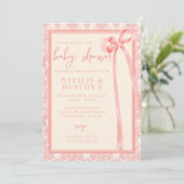 Invitation Soft Girl Floral Romantique Blush Bow Coquette (Debout devant)
