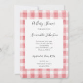 Invitation Soft Girly Pink White Plaid Stripes Baby Shower (Devant)