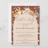 Invitation Soft Hello Baby shower Forest Animaux (Devant)