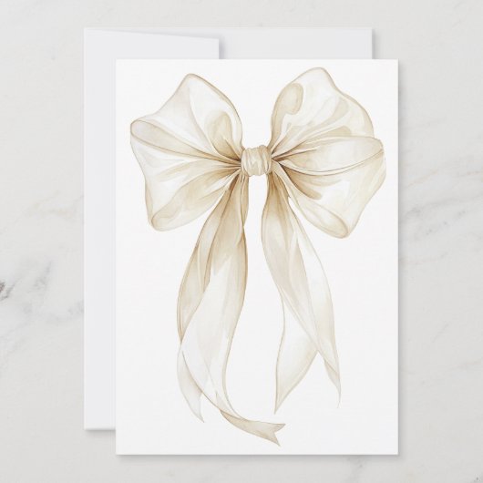 Invitation Soft Ivory Bow Text Overlay Baby Shower (Dos)