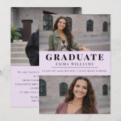 Invitation Soft Lavender Photo Graduate Announcement (Devant / Derrière)