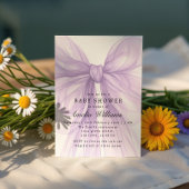 Invitation Soft Lilac Tulle Bow Modern Baby