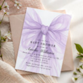 Invitation Soft Lilac Tulle Bow Modern Baby