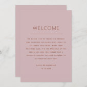 Invitation Soft Mauve Pink Timeline. Spring Wedding Itinerary (Devant / Derrière)