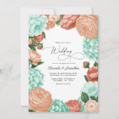 Invitation Soft Mint, Apricot & Warm Coral Floral Wedding (Devant)