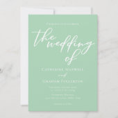 Invitation Soft Mint Vert Blanc Script Printemps Mariage (Devant)