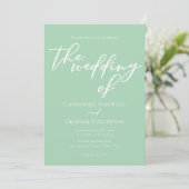 Invitation Soft Mint Vert Blanc Script Printemps Mariage (Debout devant)