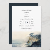 Invitation Soft Misty Coastal Cliff Matin Plage Mariage (Devant / Derrière)