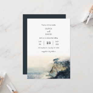 Invitation Soft Misty Coastal Cliff Matin Plage Mariage