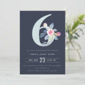 INVITATION SOFT NAVY BLUSH BLEU FLORAL 6E TOUT ÂGE ANNIVERSAI (Debout devant)