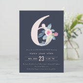 INVITATION SOFT NAVY BLUSH BLEU FLORAL 6E TOUT ÂGE ANNIVERSAI (Debout devant)