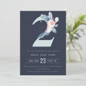 Invitation SOFT NAVY BLUSH BLUE FLORAL 2e TOUT ÂGE ANNIVERSAI (Debout devant)