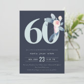 INVITATION SOFT NAVY BLUSH BLUE FLORAL 60E TOUT ÂGE ANNIVERSA (Debout devant)