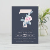 INVITATION SOFT NAVY BLUSH BLUE FLORAL 7E TOUT ÂGE ANNIVERSAI (Debout devant)