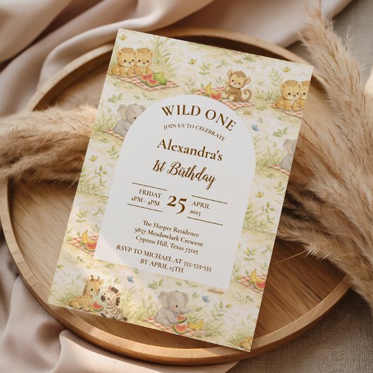 Invitation Soft Neutral Jungle Wild One First Birthday