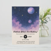 Invitation Soft Night Sky with Planets and Clouds Birthday (Debout devant)
