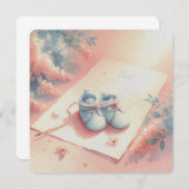 Invitation Soft Pastel Baby Thème Arrière - plan Bleu Booties (Devant / Derrière)