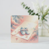 Invitation Soft Pastel Baby Thème Arrière - plan Bleu Booties (Debout devant)