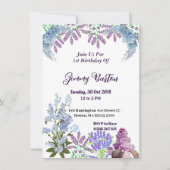 Invitation Soft Pastel Blue Hydrangea Purple Lilac Anniversai (Devant)