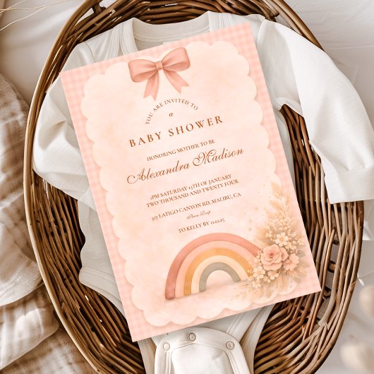 Invitation Soft Pastel Boho Rainbow Baby Shower