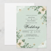Invitation Soft Pastel Botanical Flourish Mariage (Devant / Derrière)