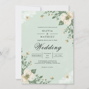 Invitation Soft Pastel Botanical Flourish Mariage
