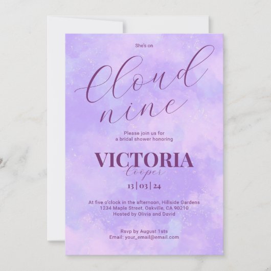 Invitation Soft Pastel Cloud Neuf Fête des mariées (Devant)