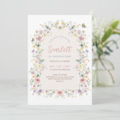 Invitation Soft Pastel Fleur sauvage Garden Girl Fête d'anniv (Debout devant)