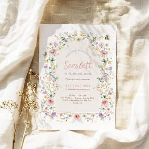 Invitation Soft Pastel Fleur sauvage Garden Girl Fête d'anniv