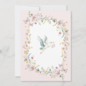 Invitation Soft Pastel Fleur sauvage Stork Baby Girl Douche (Dos)