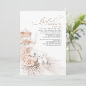 Invitation Soft Pastel Floral Pampas Thé Fête des mariées Gra (Debout devant)