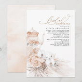Invitation Soft Pastel Floral Pampas Thé Fête des mariées Gra (Devant / Derrière)