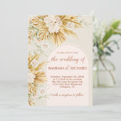 Invitation Soft Pastel Flowers Pampas Grass Boho Mariage (Debout devant)