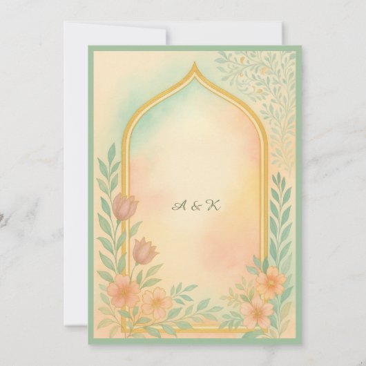 Invitation Soft Pastel Gold Floral Arch enregistrer la date M (Dos)