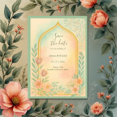 Invitation Soft Pastel Gold Floral Arch enregistrer la date M
