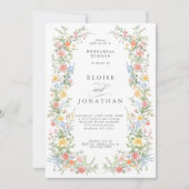 Invitation Soft Pastel Ornate Printemps Jardin Répétition Dîn (Devant)