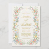 Invitation Soft Pastel Ornate Spring Floral QR Code Wedding (Devant)