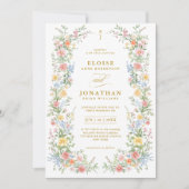 Invitation Soft Pastel Ornate Spring Floral QR Code Wedding (Devant)