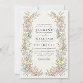Invitation Soft Pastel Ornate Spring Floral QR Code Wedding (Devant)