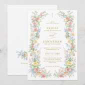 Invitation Soft Pastel Ornate Spring Garden Floral Wedding    (Devant / Derrière)