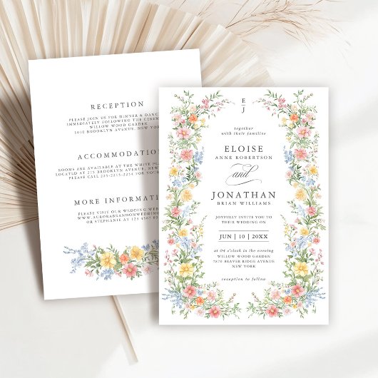 Invitation Soft Pastel Ornate Spring Tout en un Mariage chic