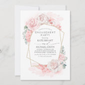 Invitation Soft Pastel Rose Fleurs Dreamy Engagement (Devant)