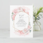 Invitation Soft Pastel Rose Fleurs Élégant Baby shower (Debout devant)