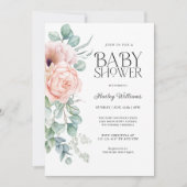 Invitation Soft Pastel rose Floral Baby shower fille (Devant)