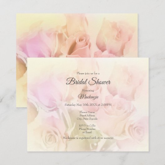 Invitation Soft Pastel Roses (Devant / Derrière)
