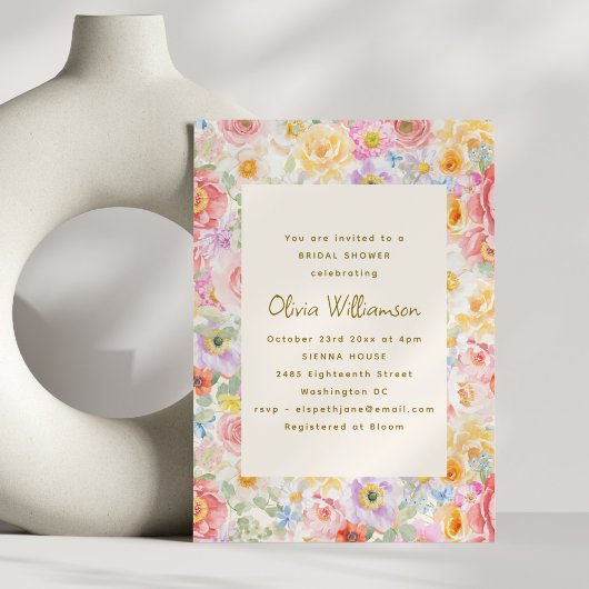 Invitation Soft Pastel Watercolor Floral Bridal Shower