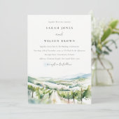 Invitation Soft Pastel Watercolor Vineyard Landscape Wedding (Debout devant)