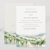 Invitation Soft Pastel Watercolor Vineyard Landscape Wedding (Devant / Derrière)